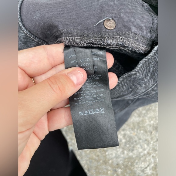 Free People|| We the Free Distressed Black Denim Button Fly Jean Shorts Size 25 - Picture 6 of 7